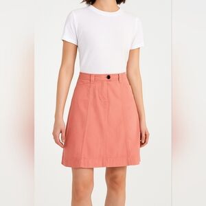 Talbots Denim Skirt Size 4 Petites Coral Peach Modest Women's Spring Kne…